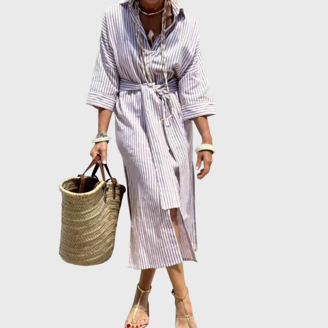 Women's Midi Dress vertical stripe pattern