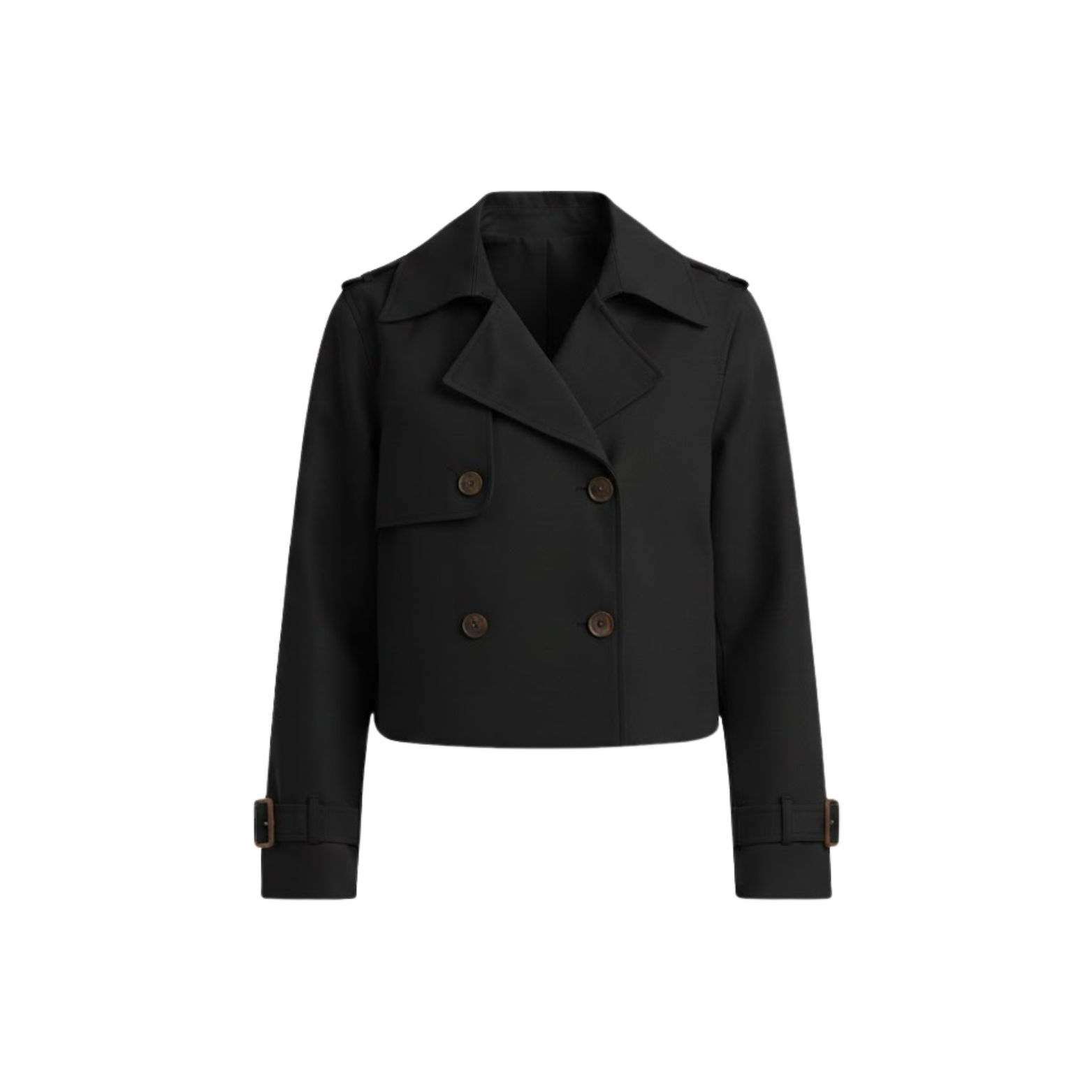 Women's Short Trench Coat Double-Breasted Notch Lapel