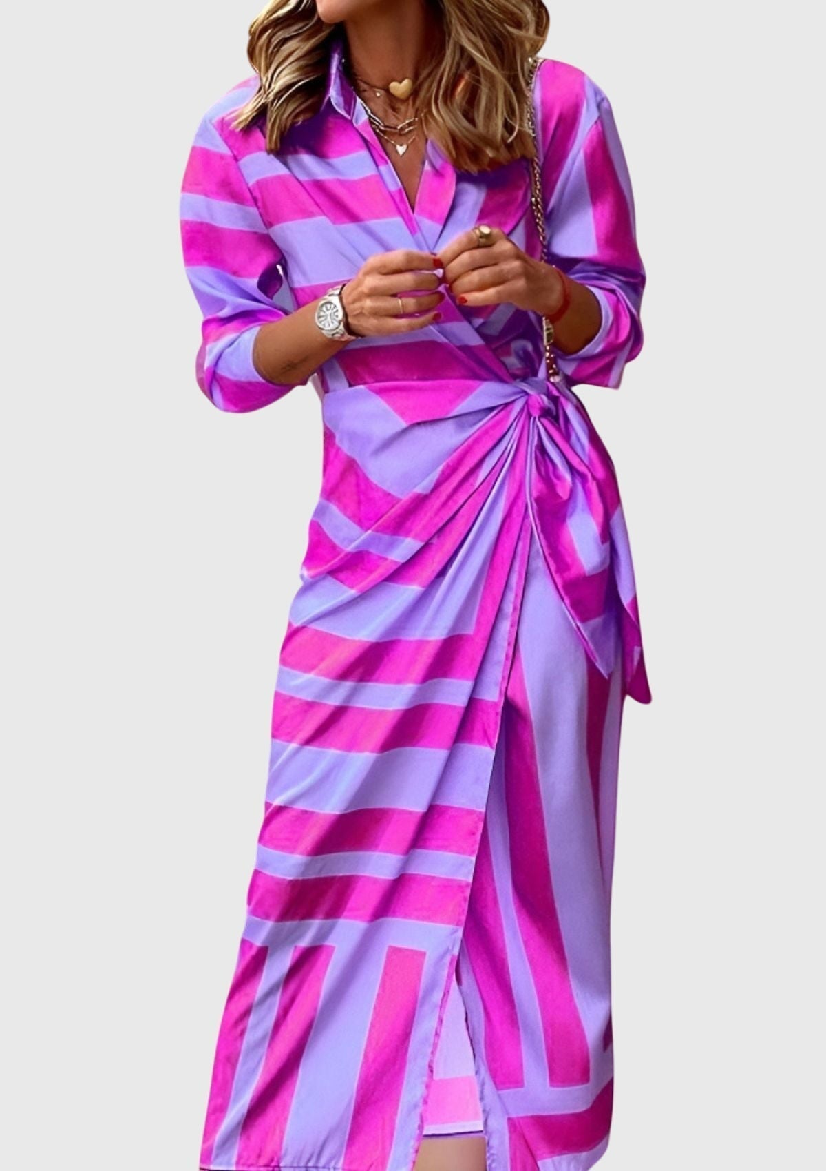 Robe midi femme à nouer devant