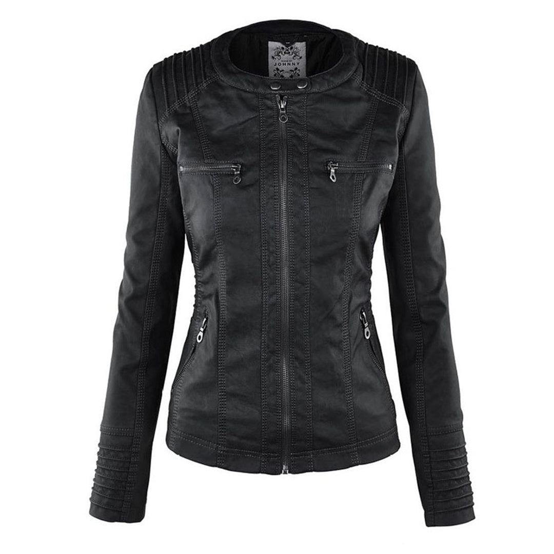 Women's Faux Leather Hooded Jacket Modern Refined Cut