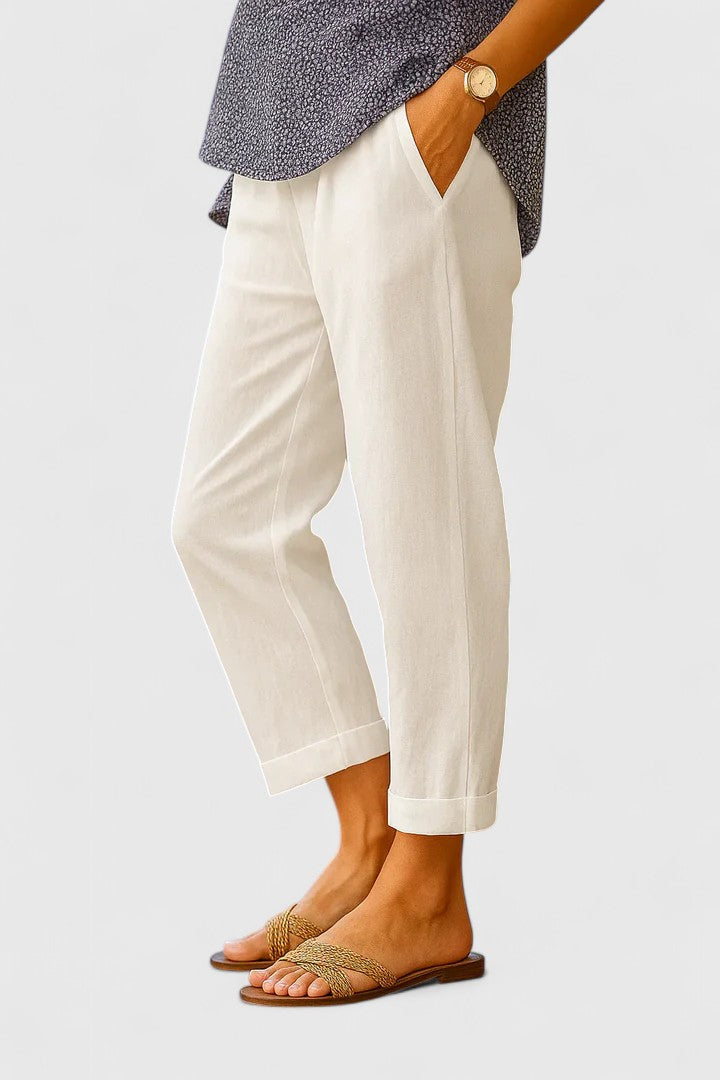 Women's Wide-Leg Pants Linen side pockets