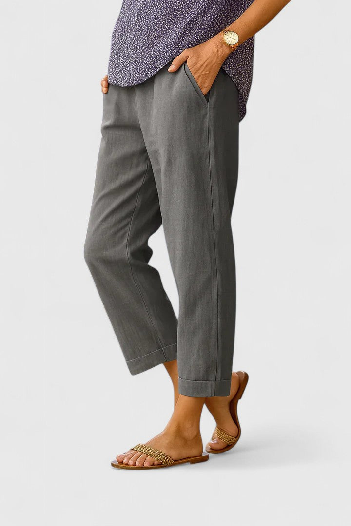 Women's Wide-Leg Pants Linen side pockets