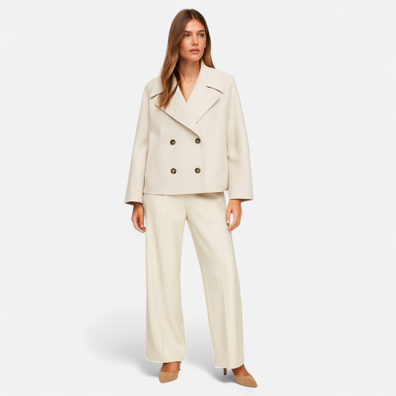 Women's Wool-Blend Jacket Architectural Cut Concealed Closure