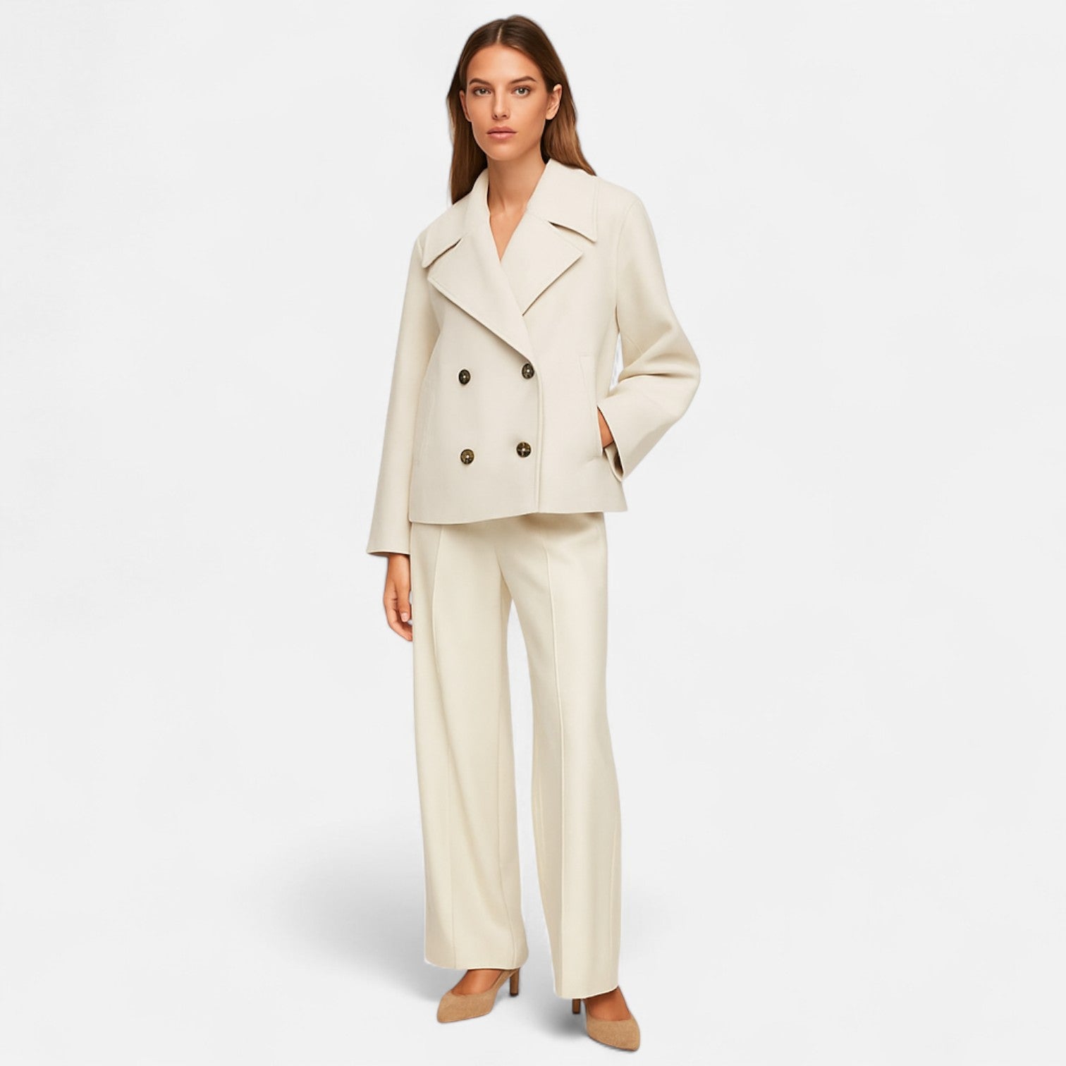 Women's Wool-Blend Jacket Architectural Cut Concealed Closure