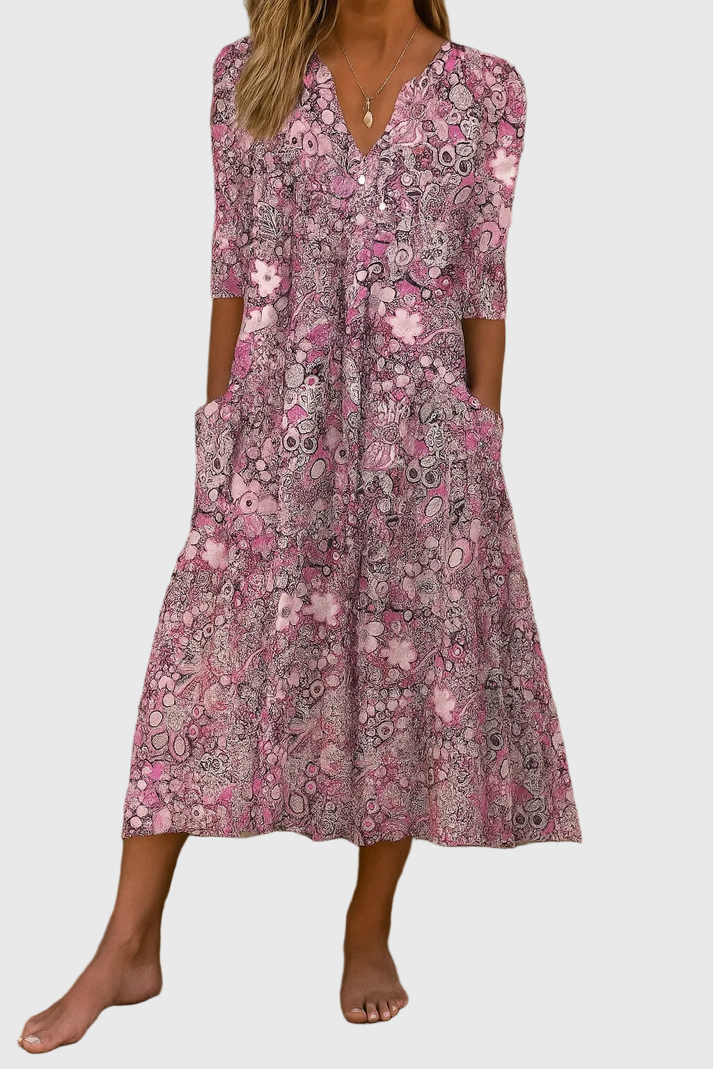 Women's Midi Dress V-neck