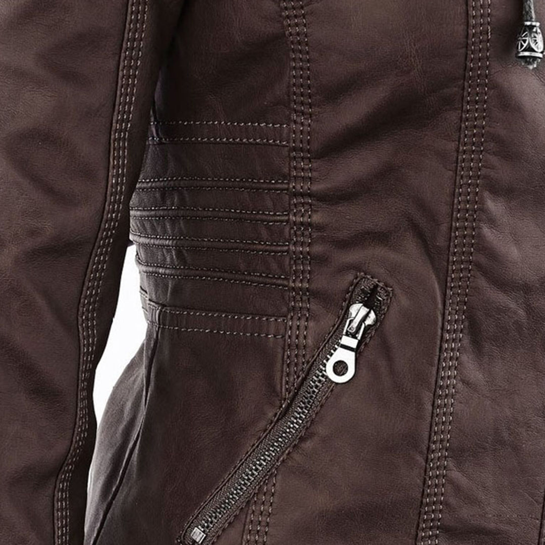 Women's Faux Leather Hooded Jacket Modern Refined Cut