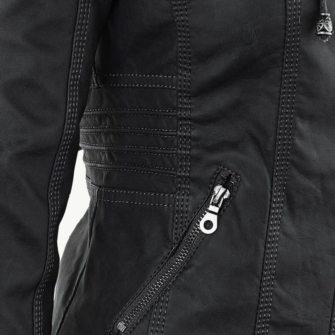 Women's Faux Leather Hooded Jacket Modern Refined Cut