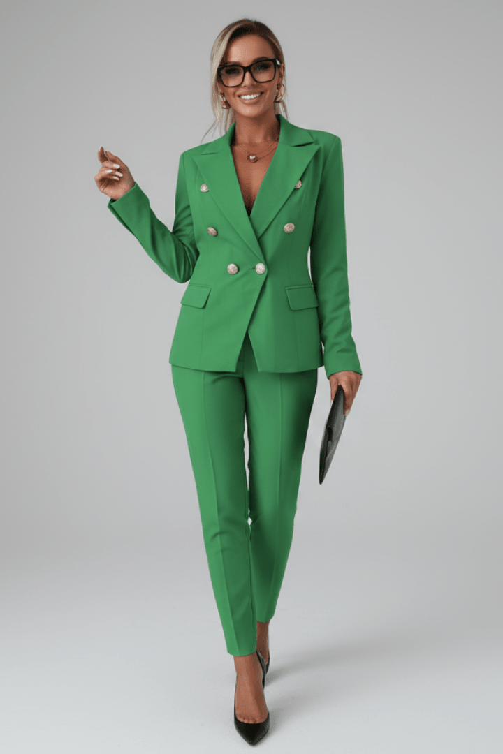 Women's Blazer and Trousers Suit Set Straight-Leg Lapel