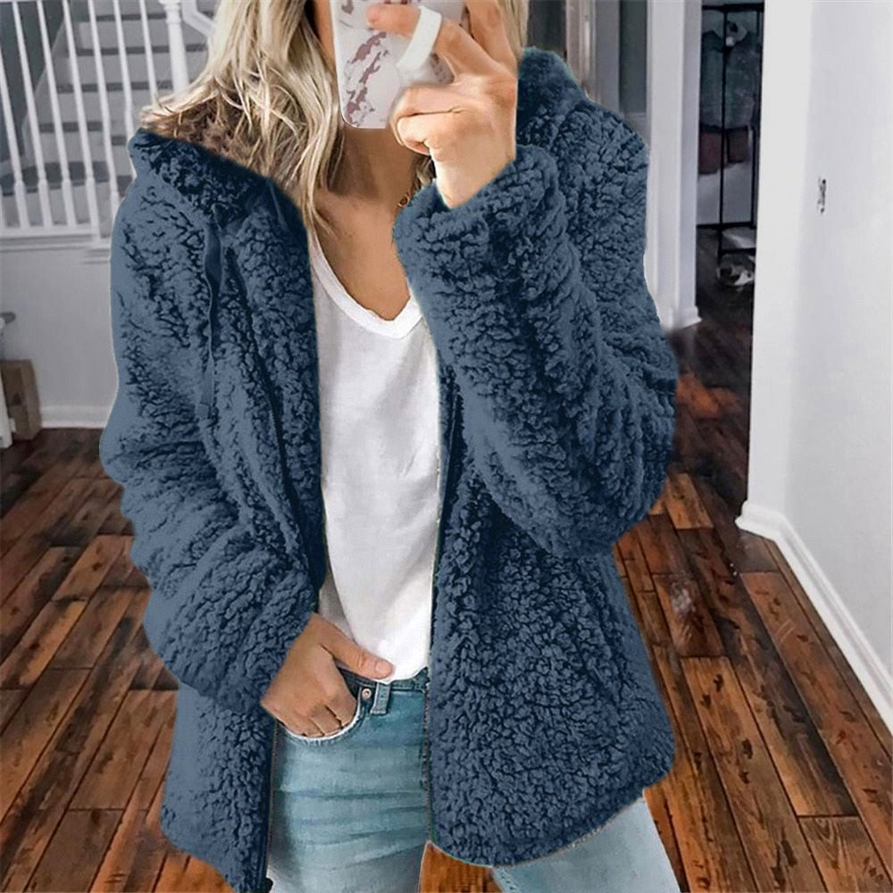 Women's Teddy Hooded Jacket Soft Warm Functional Hood
