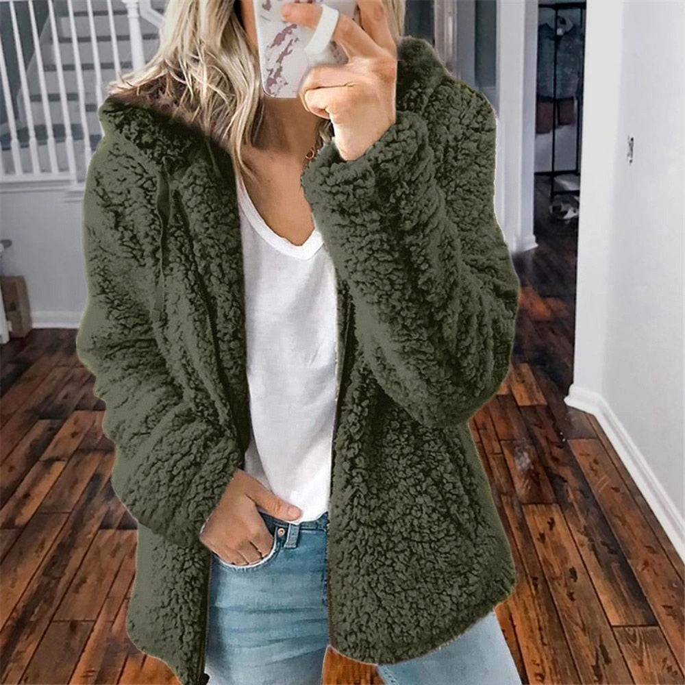 Women's Teddy Hooded Jacket Soft Warm Functional Hood