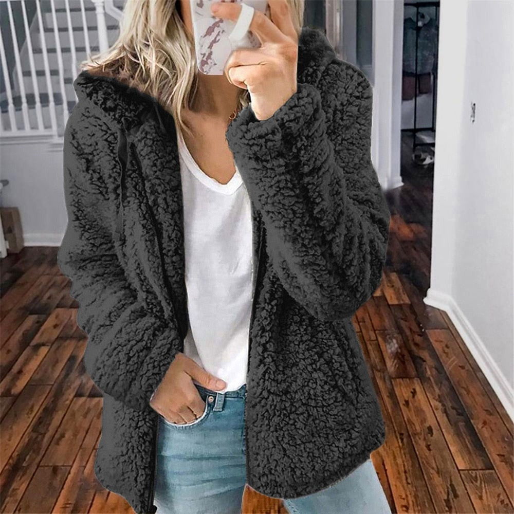 Women's Teddy Hooded Jacket Soft Warm Functional Hood