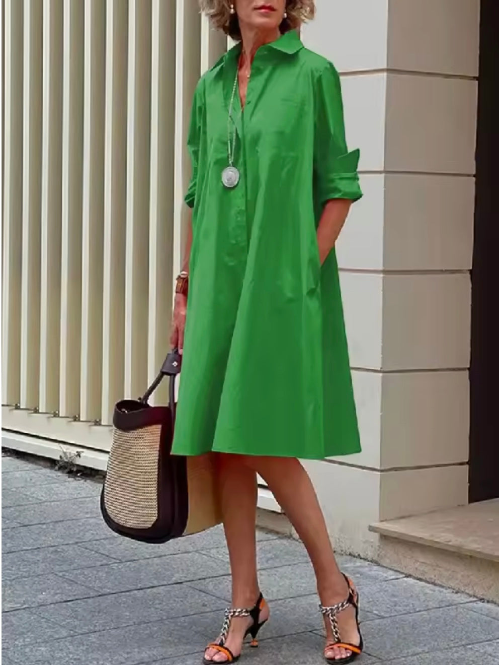 Women's Shirt Dress Cotton A-line cut