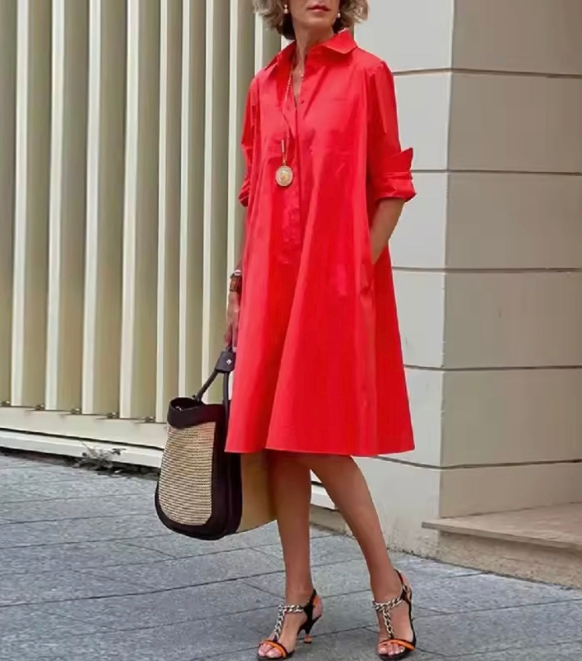 Women's Shirt Dress Cotton A-line cut