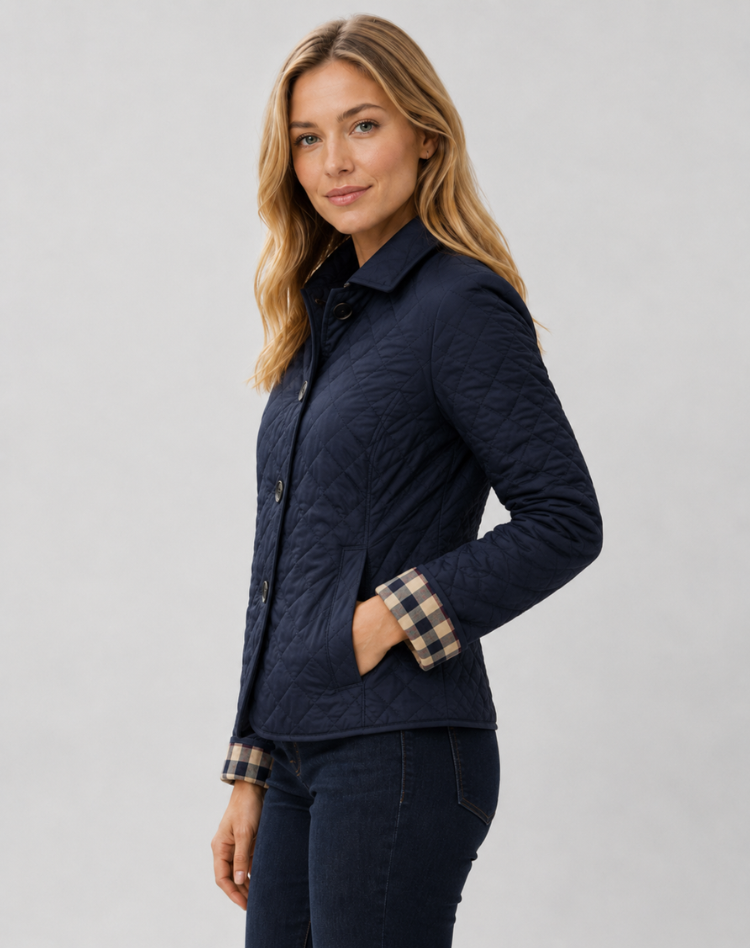 Women's Quilted Transition Jacket Elegant Button Collar