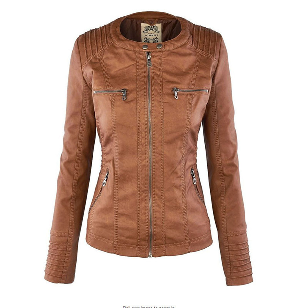 Women's Faux Leather Hooded Jacket Modern Refined Cut