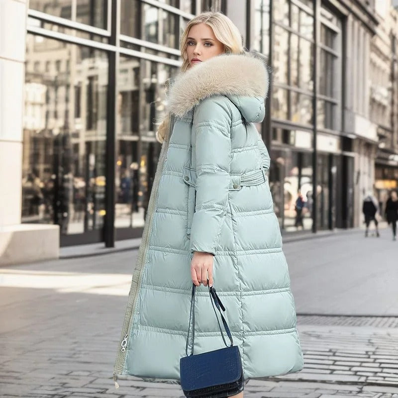 Women's Winter Parka with Fur-Trimmed Hood