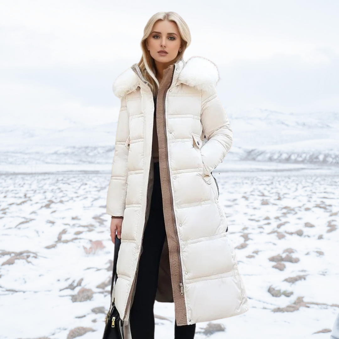 Women's Winter Parka with Fur-Trimmed Hood
