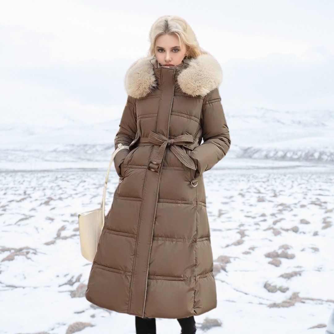 Women's Winter Parka with Fur-Trimmed Hood