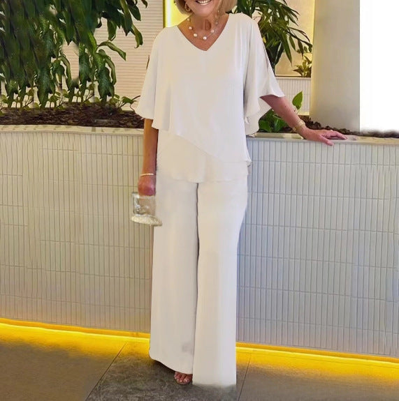 Martha - Conjunto cómodo con pantalones de pierna ancha