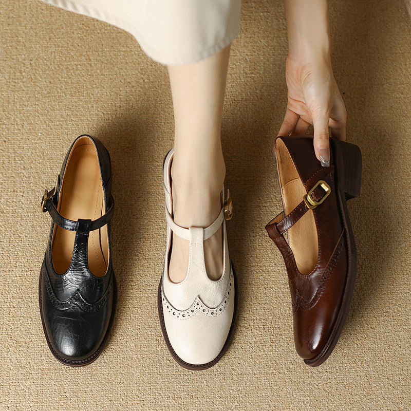 Chaussures Mary Jane pour femmes en cuir