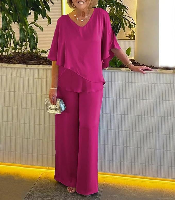 Martha - Conjunto cómodo con pantalones de pierna ancha