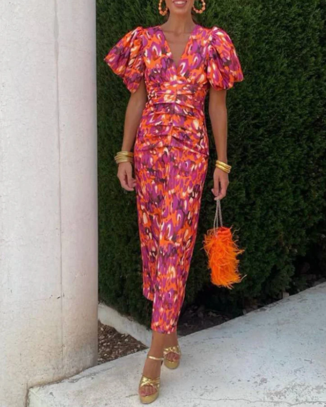 Robe midi femme avec jupe plissée