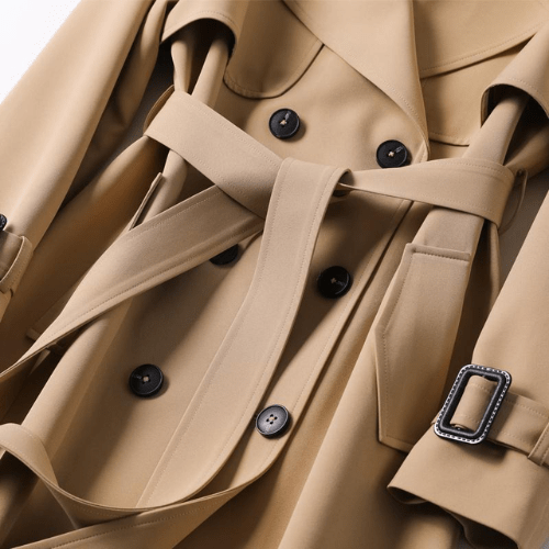 Women's Trench Coat Vintage-Inspired Statement Details