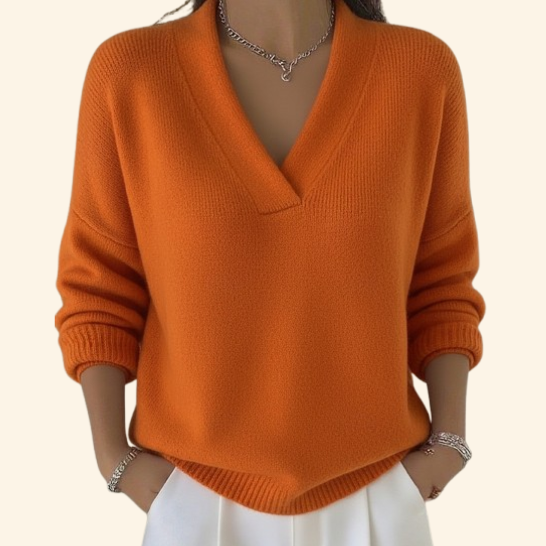 Women's Sweater Denim V-neck