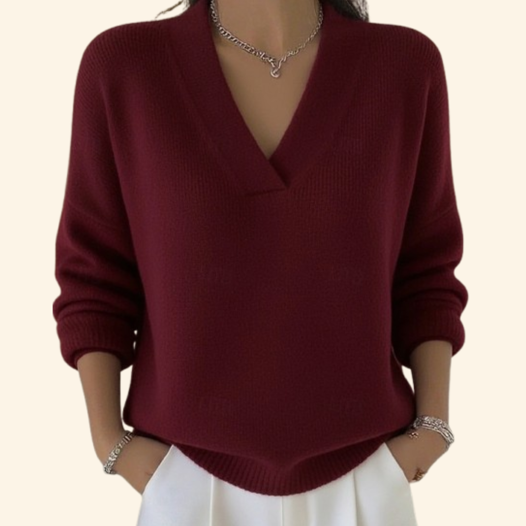 Women's Sweater Denim V-neck