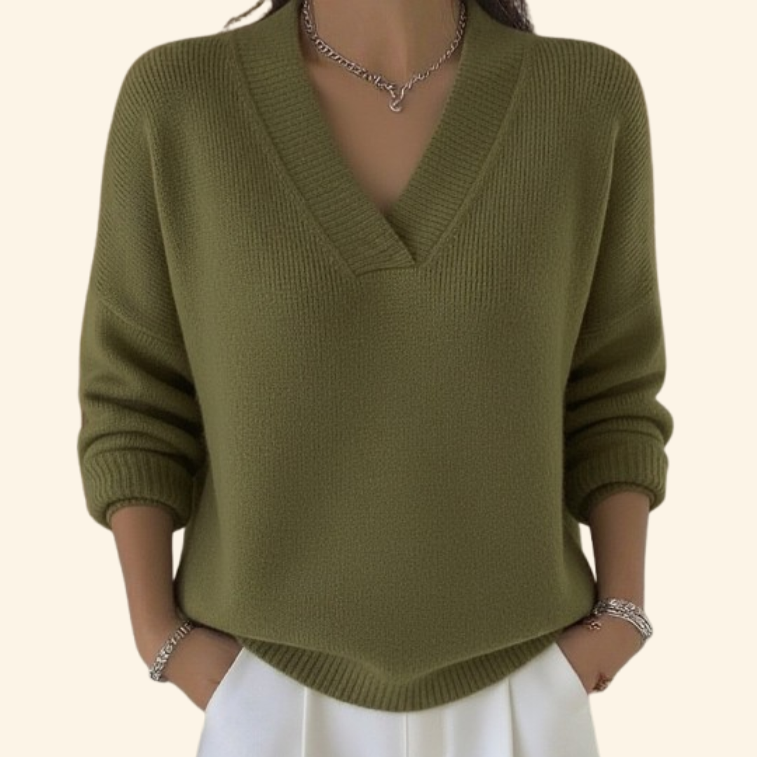 Women's Sweater Denim V-neck