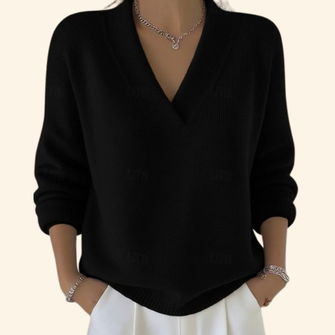 Women's Sweater Denim V-neck