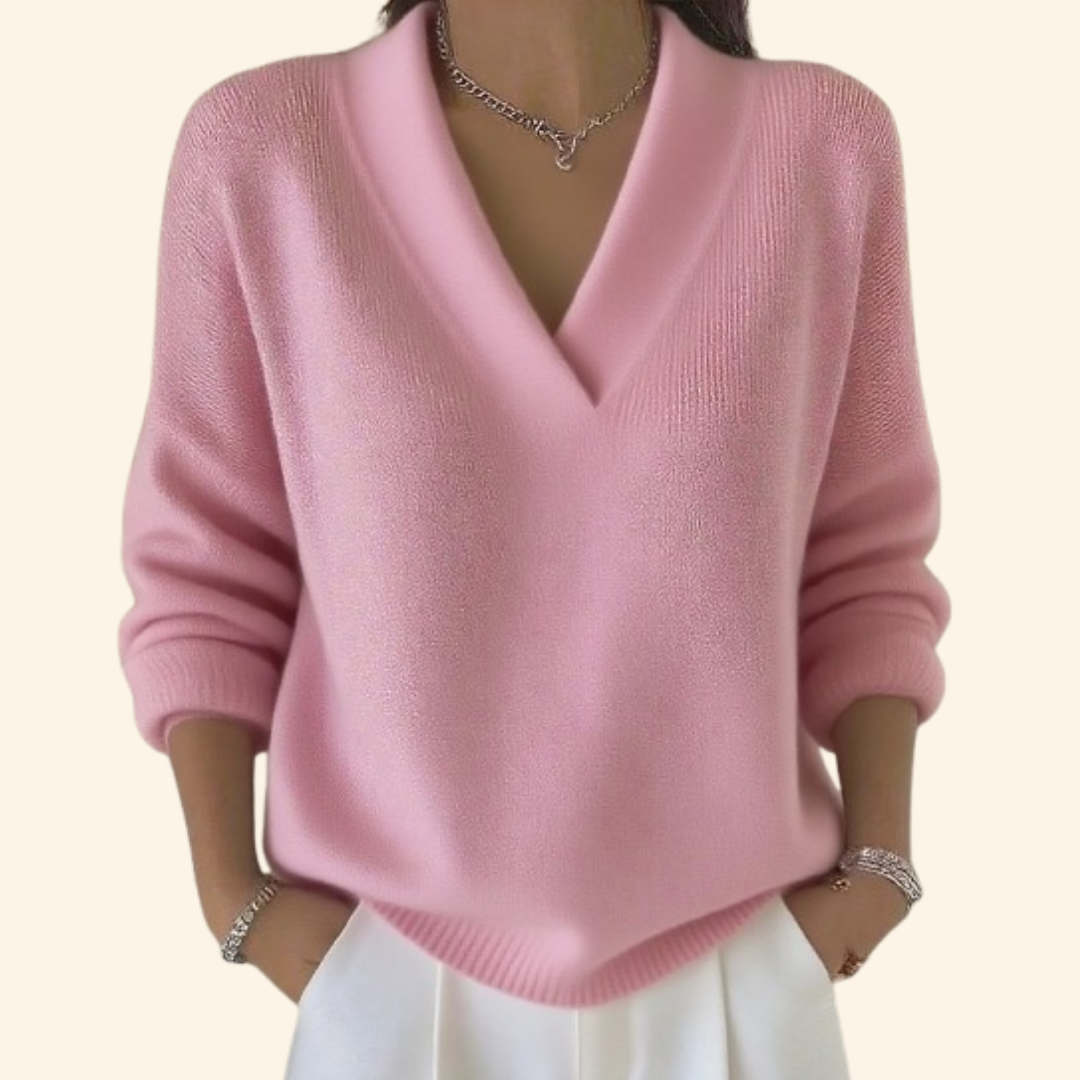 Women's Sweater Denim V-neck