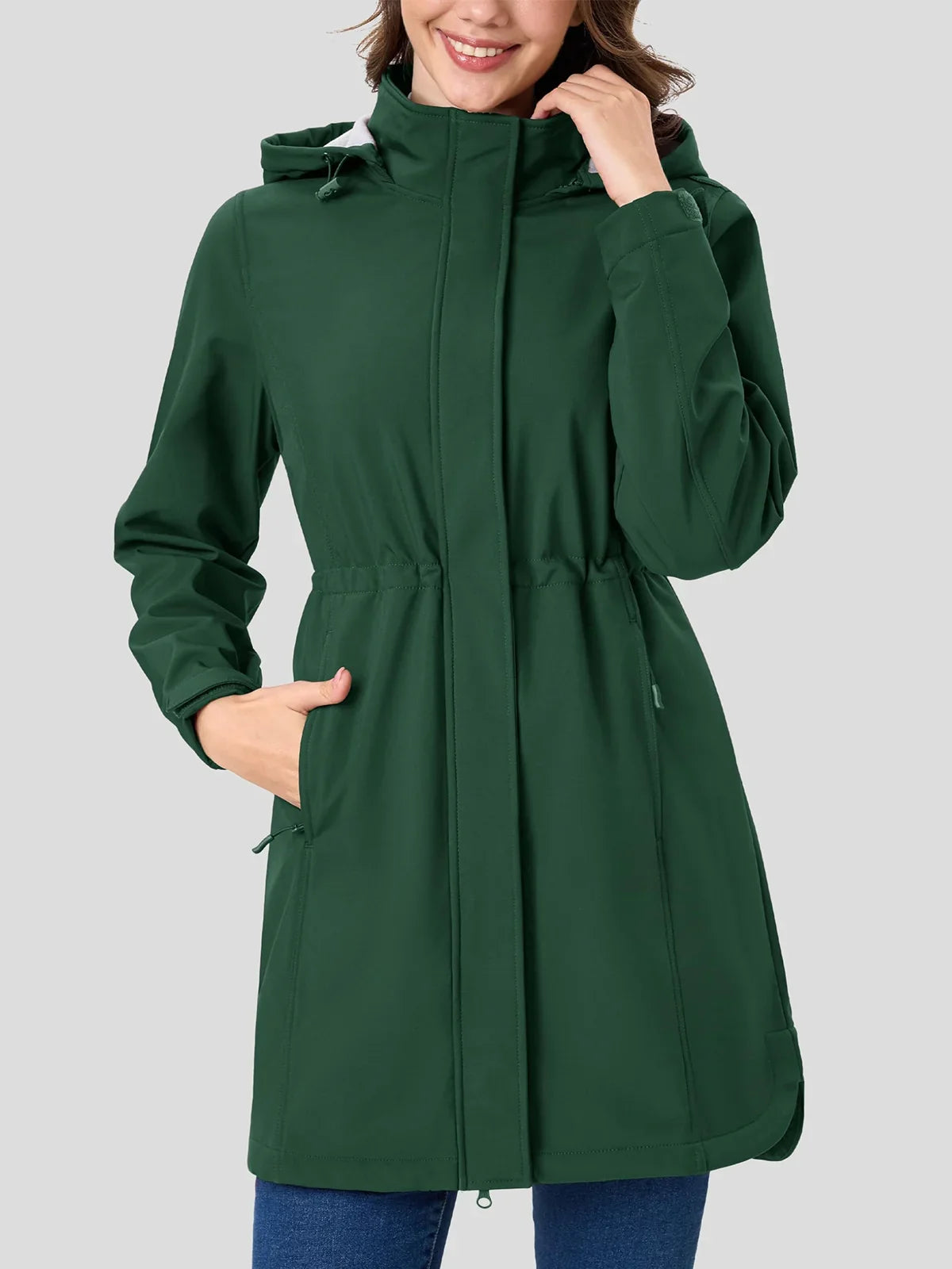 Chaqueta softshell con capucha y forro polar para mujer