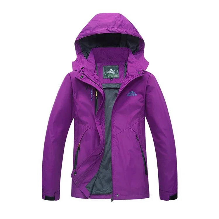 Women's Waterproof Hiking Jacket with Removable Hood