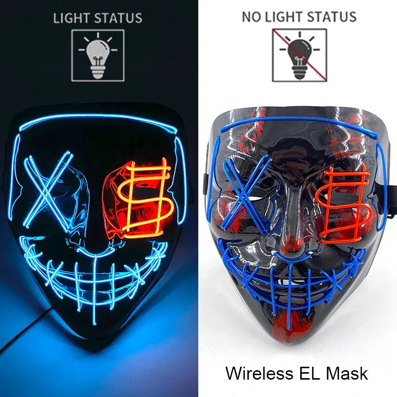 Light-Up LED Halloween Mask Unisex Cosplay Costume Party