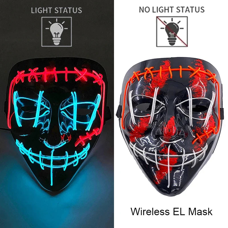 Light-Up LED Halloween Mask Unisex Cosplay Costume Party