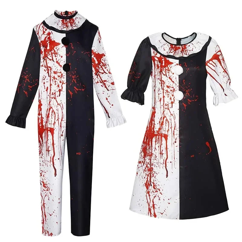 Bloody Clown Costume Men's & Women's Halloween Horror Carnival