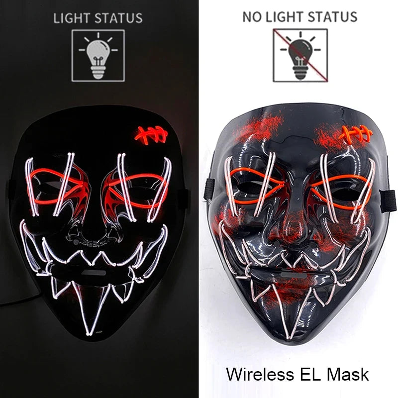 Light-Up LED Halloween Mask Unisex Cosplay Costume Party