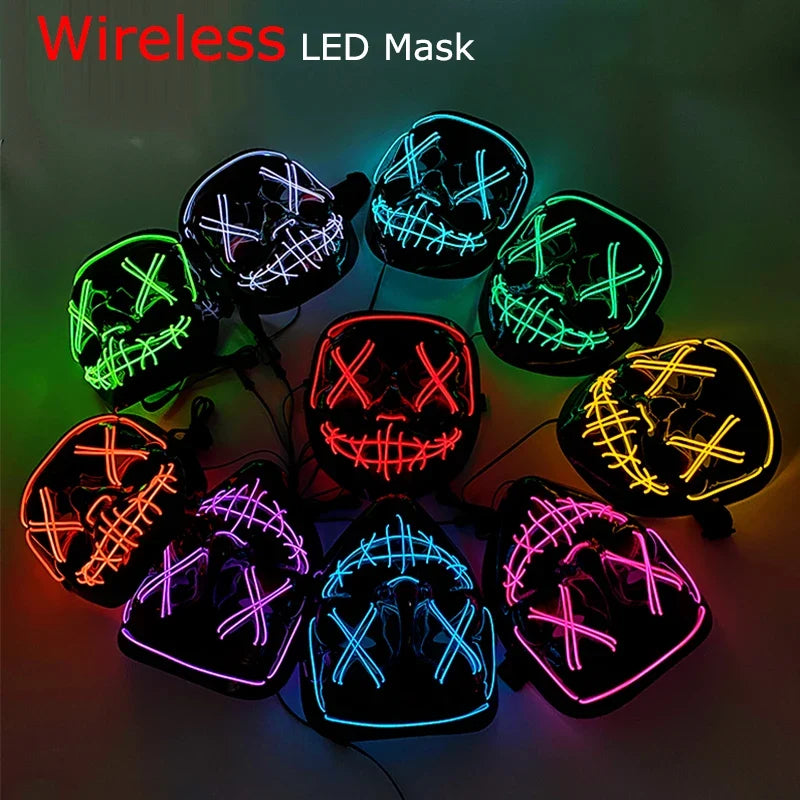 Light-Up LED Halloween Mask Unisex Cosplay Costume Party