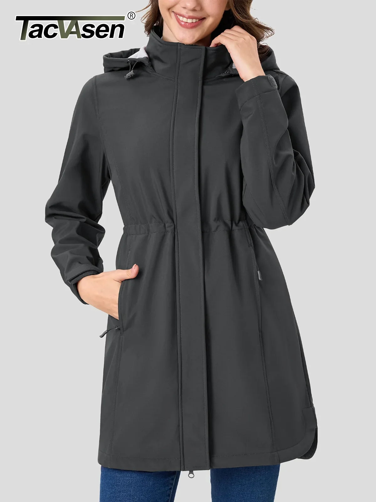 Chaqueta softshell con capucha y forro polar para mujer