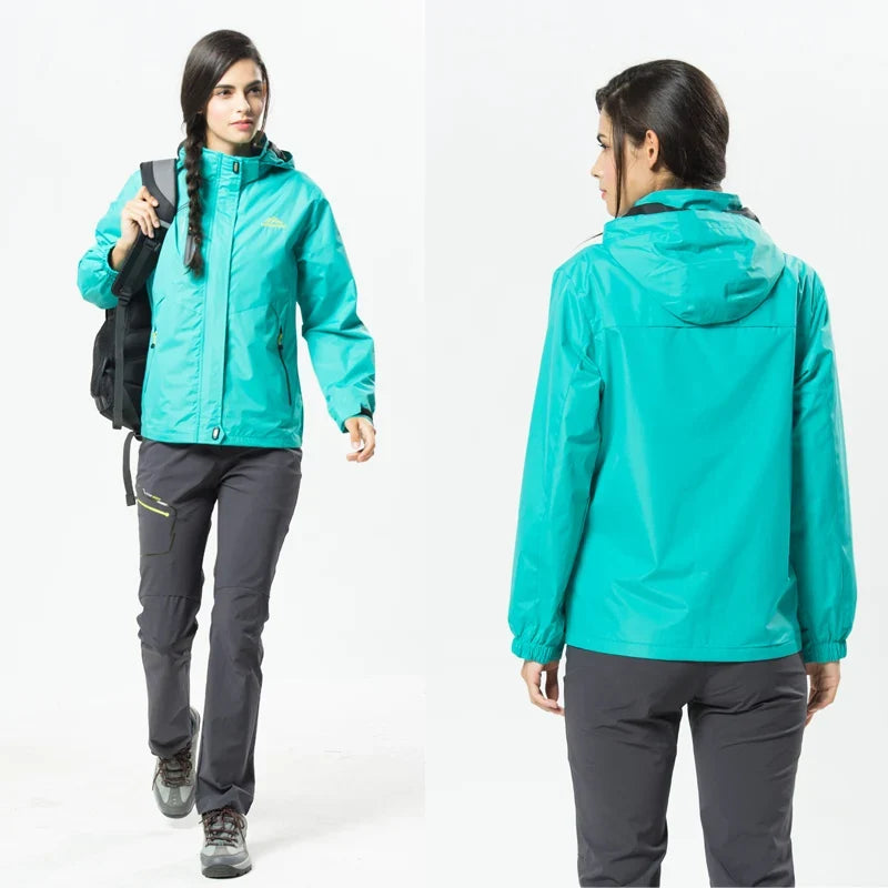 Women's Waterproof Hiking Jacket with Removable Hood