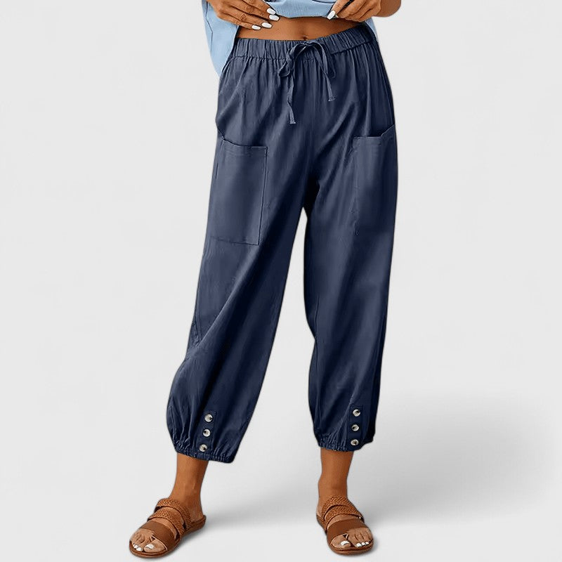 Women's Wide-Leg Pants Linen-Cotton Blend
