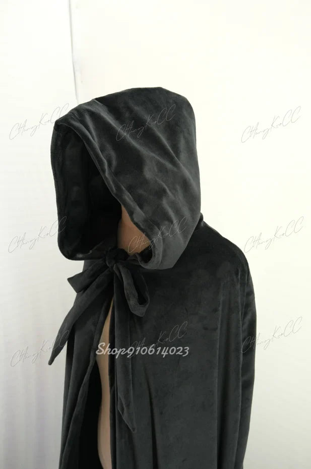 Velvet Hooded Cape Unisex Halloween Cosplay Witch Costume