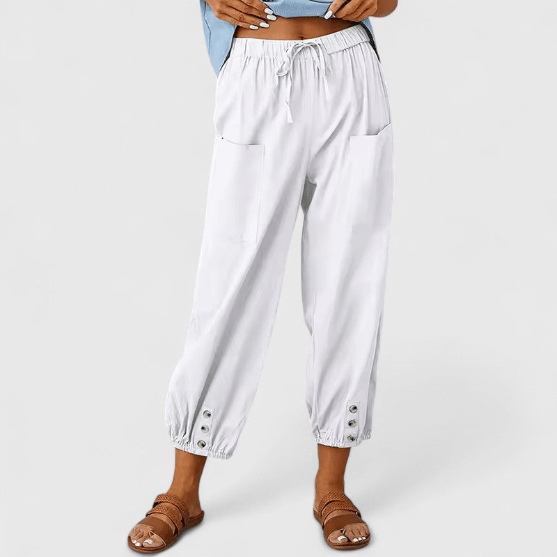 Women's Wide-Leg Pants Linen-Cotton Blend