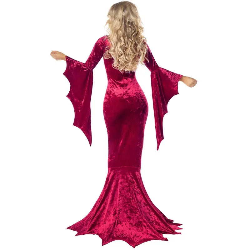 Gothic Dress with Train & Bat Sleeves Women's Halloween Cosplay