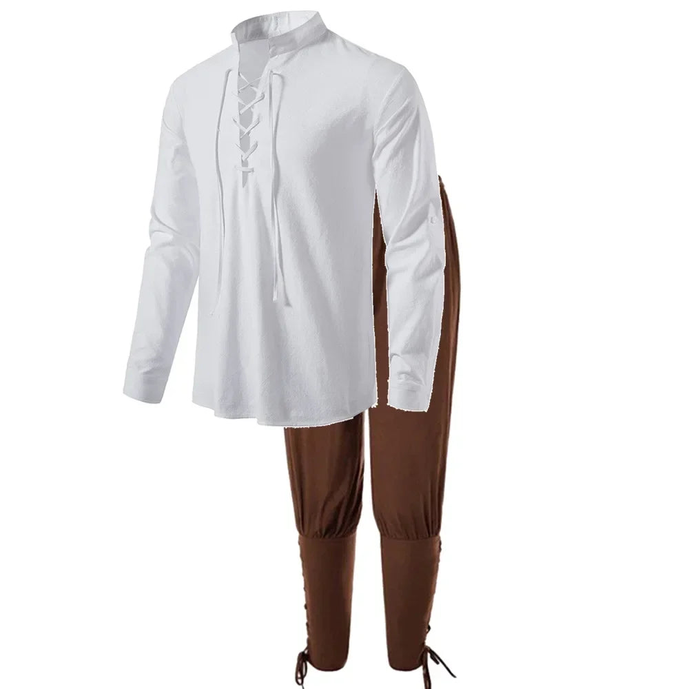 Medieval Pirate Shirt & Trousers Set Men's Halloween Cosplay