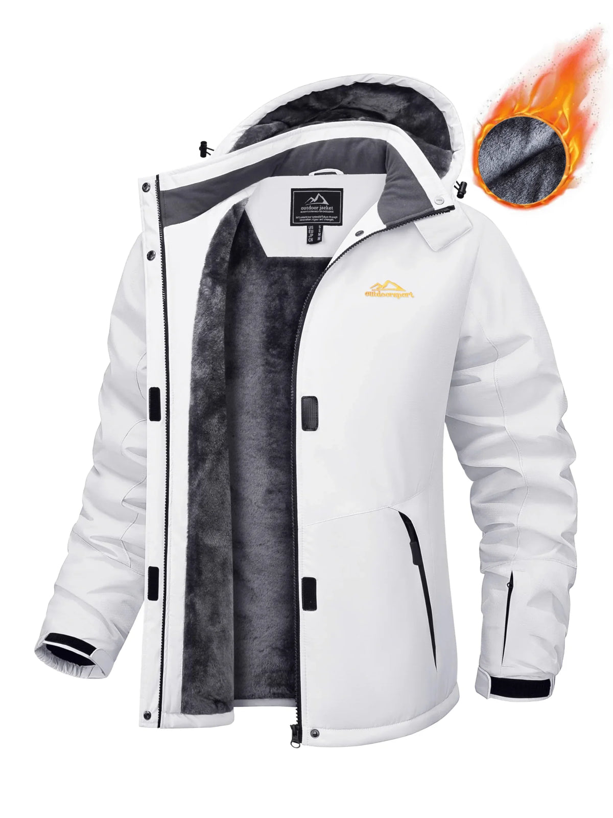 Parka impermeable para mujer con capucha y forro polar