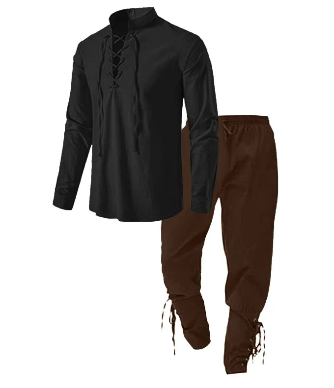 Medieval Pirate Shirt & Trousers Set Men's Halloween Cosplay