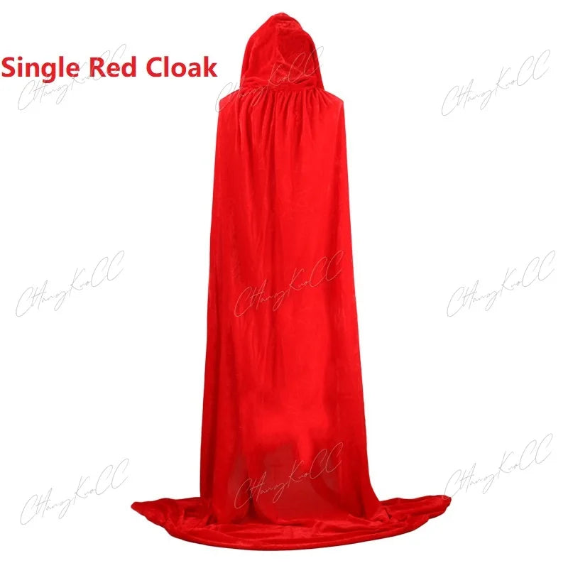 Velvet Hooded Cape Unisex Halloween Cosplay Witch Costume