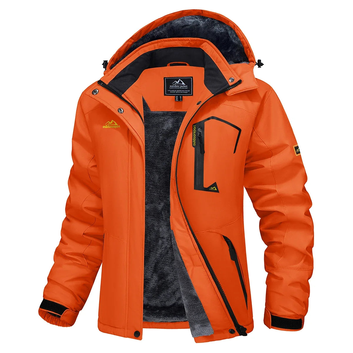 Parka impermeable forrada de forro polar para mujer con capucha integrada